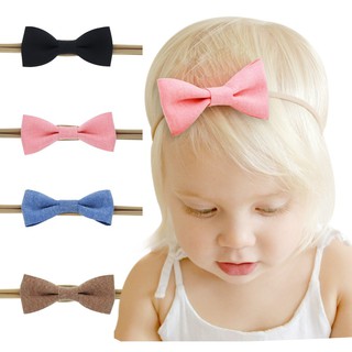 HUIXIN 4 Pcs/set Lovely Elstic Baby Headbands Solid Color Bow Nice