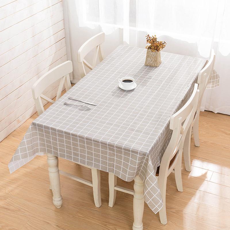 Plaid Waterproof Tablecloth Living Room Kitchen PVC Plastic Soft Glass Table Cloth Rectangle Dinning Table Cover tapetes