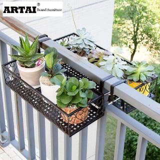 ARTAI balcony multifunctional wrought iron balcony multi-layer hanging flower pot rack wall hanging green flower stand (1)