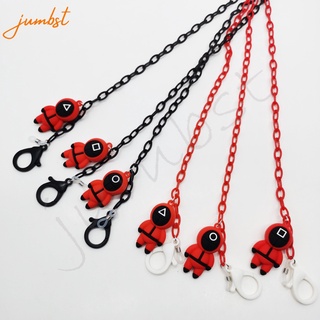 Korean Squid Game New Casual Simple Style Men Women and Black Acrylic Lanyard Cute Mask Chain Glasses Chain