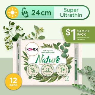 Kotex Nature Super Ultrathin Sample Pack 24cm 12pcs/28cm 10pcs (1 sample per customer)