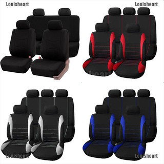 [Ready Louisheart] 9 Part Universal Car Seat Covers Front Rear Head Rests Full Set Auto Seat Cover