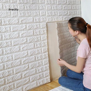 LiveCity 1 Sheet PE Foam 3D DIY Wall Sticker Retro Embossed Brick Home