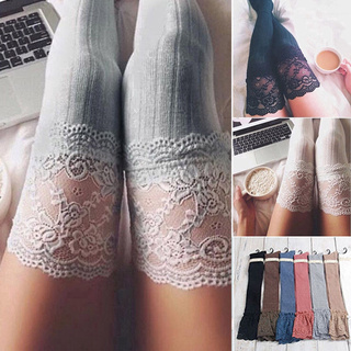 Lace Knitting Cotton Over Knee Stocking High Socks Pantyhose leggings