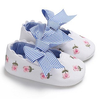 Baby Girls Anti-Slip Soft Embroidered Bow Princess Shoes