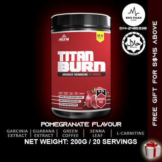 AGym Nutrition Titan Burn (200G) 20 servings (Pomegranate) - Fat Burner Powder (Halal Certified, KKM Approved)