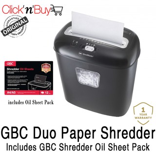 GBC Duo Paper Shredder. Includes Oil Sheet Pack. CD Shredding Capability. 4 x 45 mm Confetti Cut, DIN Security Level S3.