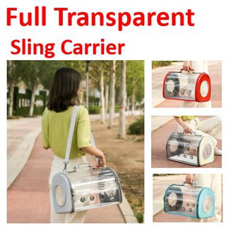 [SG SELLER] Pet Transparent Sling Travel Carrier Cat Dog Bag Portable Pet Carrier Kennel Travel