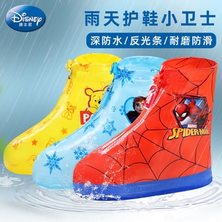 Frozen Disney Reusable kids PVC Waterproof Shoe Spiderman Covers Zipper Design Anti-slip Overshoes