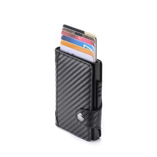 Slim Card Holder Carbon Fiber PU Leather Card Wallet RFID Blocking Men and Women Card Holder for Travel