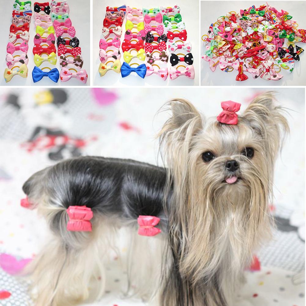 Pet Hair 10 Pcs Rubber Bands for Dog Cat Puppy Handmade Grooming Accessories Mixed Ribbon Random Color