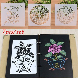 7pc DIY Craft Embossing Template Wall Painting Layering Stencils Scrapbook Board