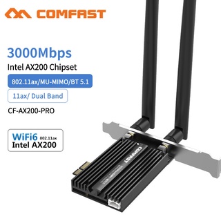 Intel AX3000 Wifi6 Wireless Adapter Bluetooth 5.1 Network Card PCI-E Dual-Band Adapter (802.11ac/ax) 2.4Ghz/5Ghz AX200 PRO