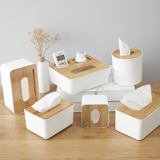 NACHUAN Japanese Style Wooden Lid Tissue Case Box Paper Box Phone Holder Home Organizer Case