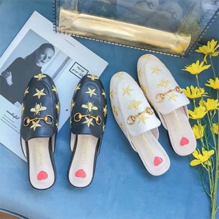 Gold bees and stars embroidered mules ( 1 x size 39 INSTOCK )