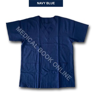 [Shop Malaysia] Medical Scrub Suit Shirt Navy Blue ( Top & Pant ) Unisex (1)