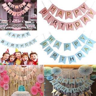 Glitter Gold Letters Happy Birthday Bunting Garland Party Hanging Banner