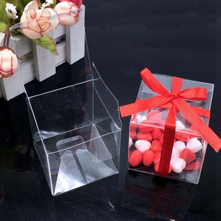 50Pcs 5*5*5cm PVC Transparent Square Gift Boxes Wedding Favor Party