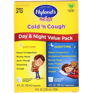 Hyland's, 4 Kids, Cold 'n Cough, Day & Night Value Pack, Age 2-12