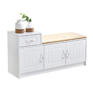 Door change shoe stool wearing cabinet simple modern European white storage solid wood paint sofa