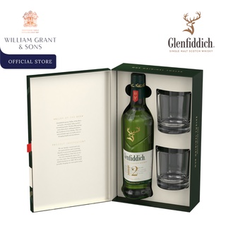 Glenfiddich 12 Year Old Single Malt Scotch Whisky 700ml Giftset w/ 2 Glasses