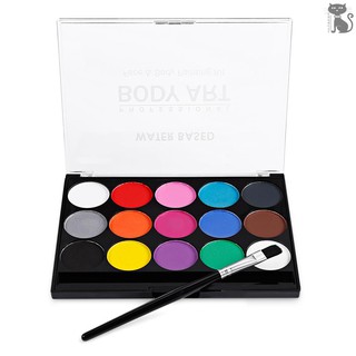 （ready stock）Face Paint Kit Professional Water Based Body Paint 15 Colors Washable Non-Toxic Paints 1 Paintb