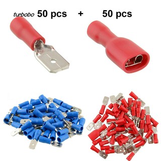 TBB_50Pairs Insulated Spade Electrical Crimp Wire Cable Connector Terminal Kit