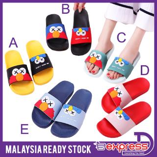 express d ready stock -soft soled women summer slippers cute kaws pattern non-slip couple slippers