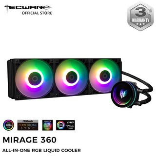 Tecware MIRAGE RGB 360mm AIO CPU Liquid Cooler with OMNI ARGB PWM Static Pressure Fans + All-in-one ARGB PWM Hub