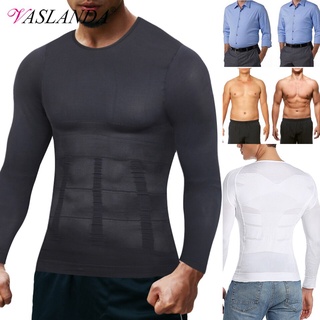 Men Body Shaper Long Sleeve Compression Shirts Slimming Underwear Tummy Control Shapewear Workout Tops