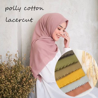 Polly cotton Bawal Square hijab segiempat lacercut 110x110 Bidang 50 GJ0062