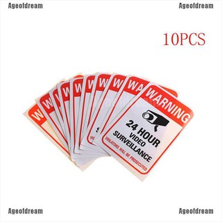 Ageofdream 10Pcs Home CCTV Surveillance Security Camera Video Sticker Warning Decal Signs