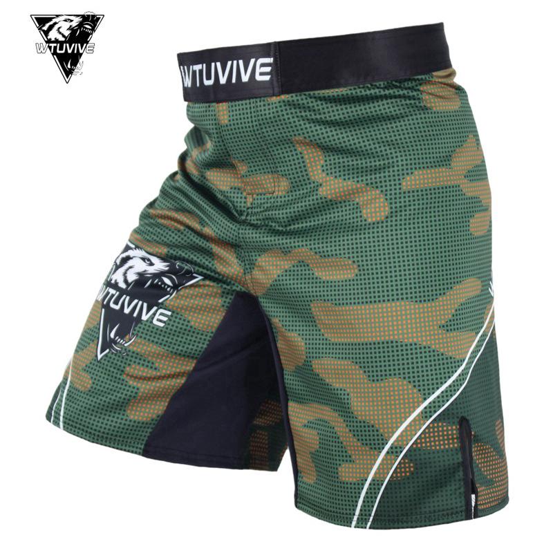 Wtuvive men's mma shorts camouflage skull wolf head fighting boxing shorts