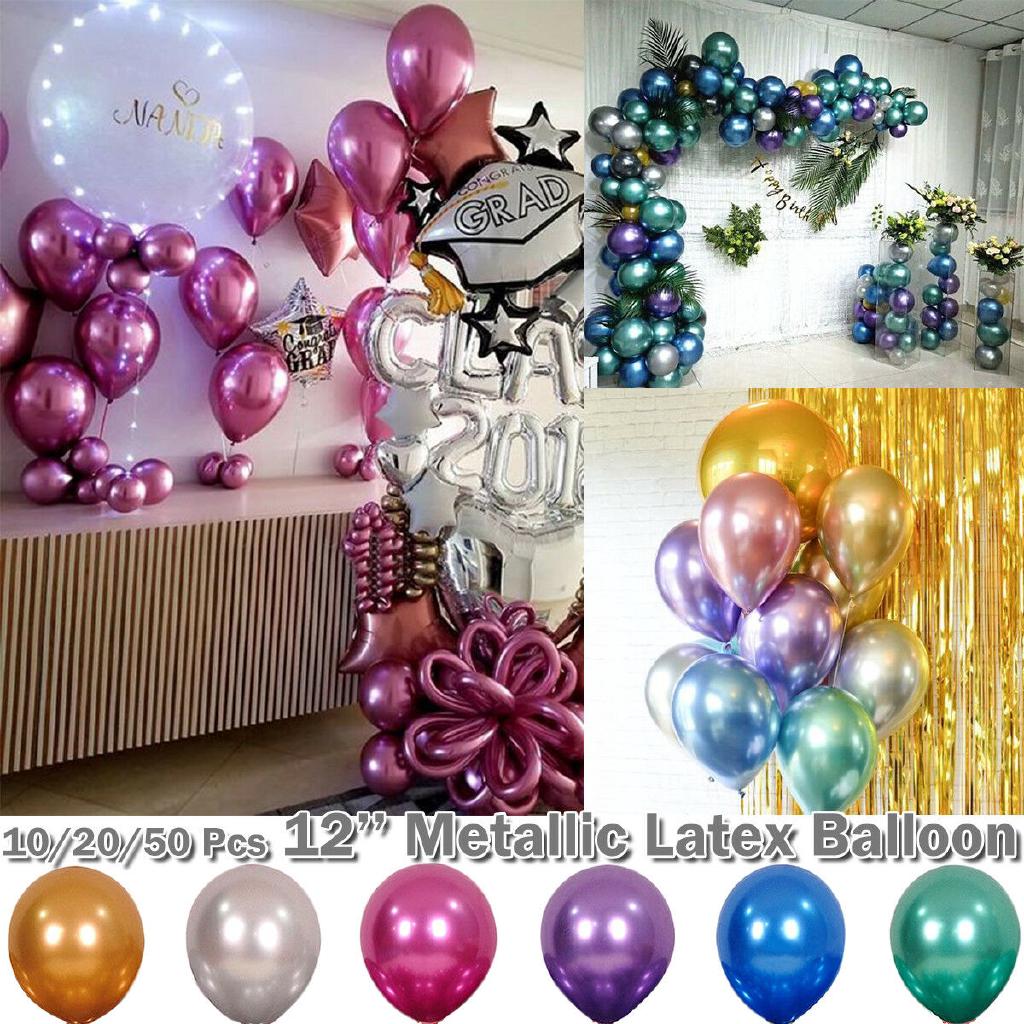 50pcs 12Inch Colourful Latex Helium Balloons Pearl Crystal Metallic Balloon Party