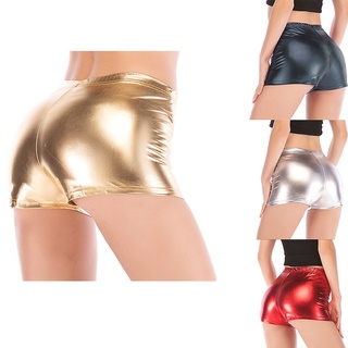 Women Fashion Casual Nightclub Show Bright Leather Hot Shorts