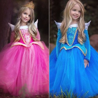 Kids Girl Sleeping Beauty Princess Aurora Dress Costume Party Halloween Cosplay
