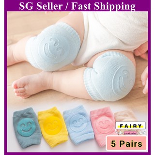 (SG Seller) 5 Pairs Baby Non Slip Knee Pad Kids Safety Crawling Elbow Cushion Infants Toddlers Protector Leg Warmer