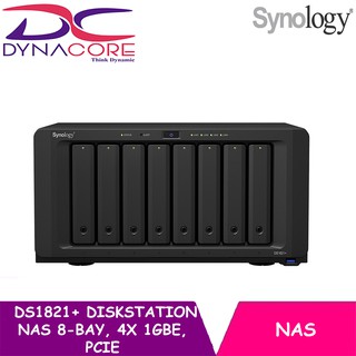 【*24-HR DELIVERY】 Synology DS1821+ DiskStation NAS 8-Bay, 4x 1GbE, PCIe (4GB Synology ECC RAM)