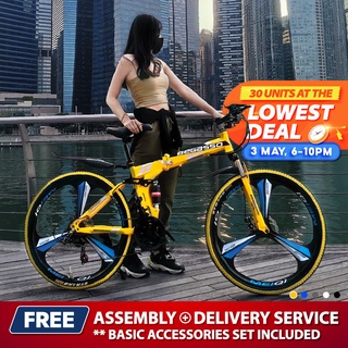 [SG OFFICAL STORE] BEGASSO 20/ 24/ 26in SHIMANO Foldable Mountain Bike w Disc Brake 21 Speed Bicycle