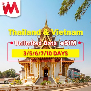 Thailand Sim card 1-15 Days Prepaid Sim Cards Support eSIM Unlimited Data 4G for Vietnam