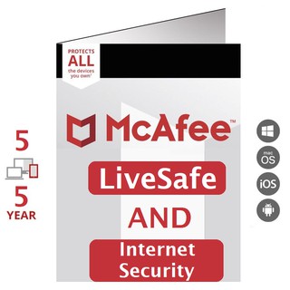 OFFICIAL MCAFEE LIVESAFE OR INTERNET SECURITY ( 5 DEVICES-5 YEARS ESD CODE)