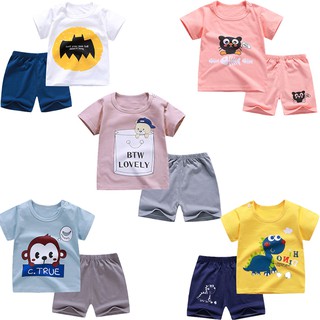 Ready Stock Korean Children Summer Wear T-shirt Sleeve Short Set Baby Kids Clothing