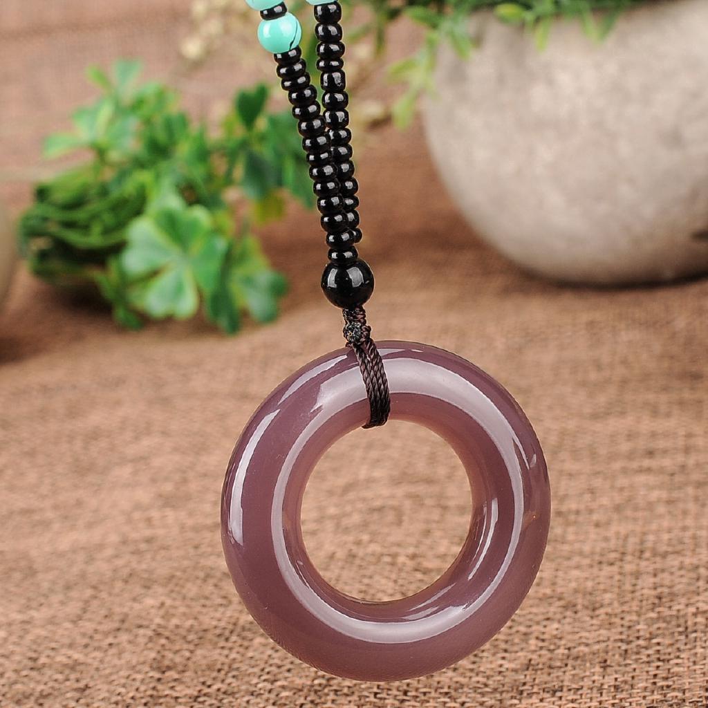Purple chalcedony emperor peace ring jade beads pendant without optimized jade
