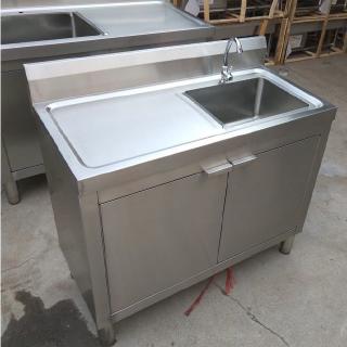 Kitchen stainless steel sink double groove with cabinet sink integrated dish washing basin dish sink rack operating table cabinet