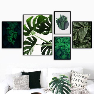 Fresh Plant Mint Palm Leaf Canvas Painting Green Plant Posters Prints Pictures