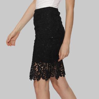 ReadyStock XS-2XL Hollow Out Lace Wrap Pencil Skirt Women Fashion Short Mini Skirts Lady Black