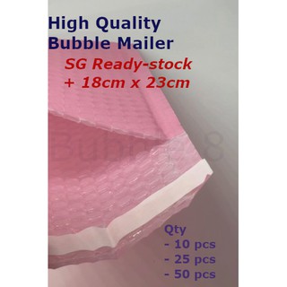 🇸🇬 Ready-Stock (18cm x 23cm)[10/25/50 pcs] High Quality Pink Poly Bubble Mailer / envelope