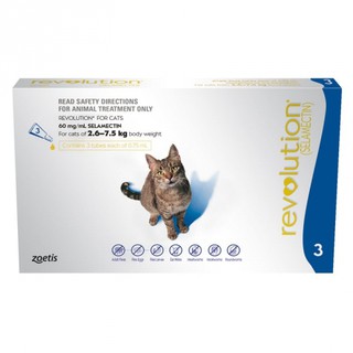 Revolution for Cats (3 tubes) contains selamectin - Flea & Heartworm Protection (min order $60)