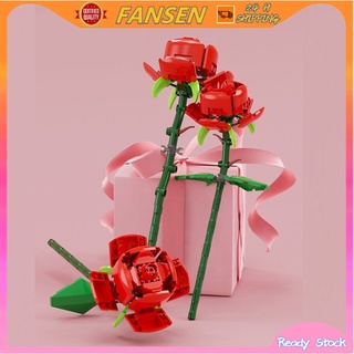 🔥READY STOCK🔥Creative puzzle rose bouquet immortal flower flower arrangement Lego brick romantic bouquet toy Valentine’s day gift for girlfriend