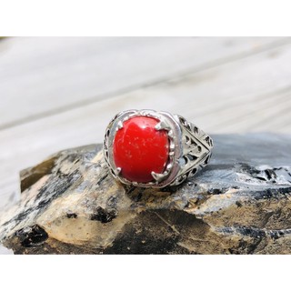 Genuine Red Marjan Stone Ring